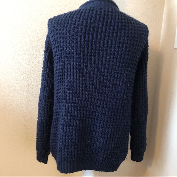 Roxy navy blue button cardigan chunky knit sweater - Picture 5 of 6